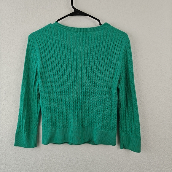 Lilly Pulitzer Cable Knit Kelly Green Palm Tree Button Down Cardigan Woman's S - Picture 11 of 14